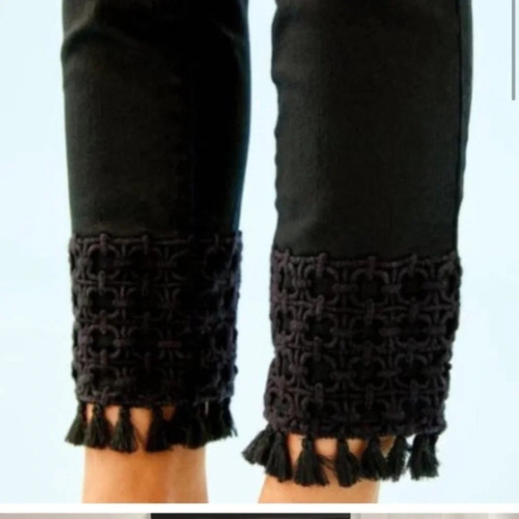 Lilly Pulitzer Size 00 excellent like new condition black south ocean crop - Picture 1 of 6